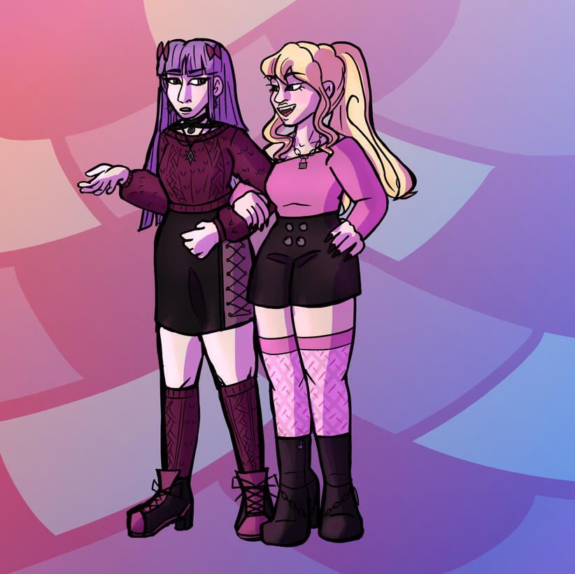 Chouko and Hanako by @Kipali and @zecchou on Art Fight
